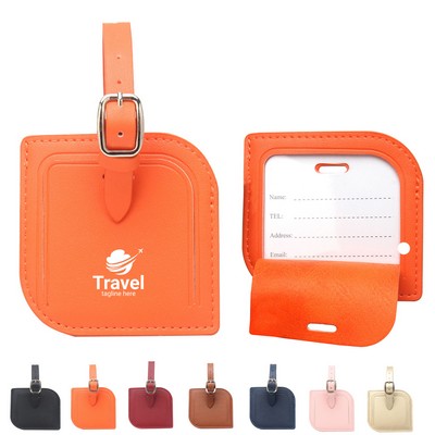 Pure Color PU Luggage Tag w/ID Card